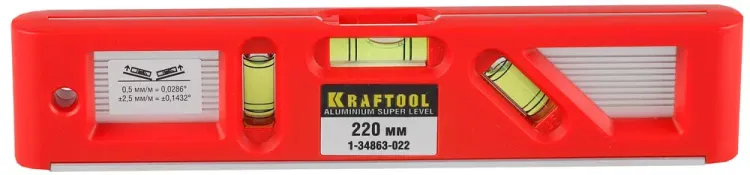 Уровень KRAFTOOL "PRO" "DIRECTOR LEVEL" с магнитом, 3 ампулы, 220мм 1-34863-022 купить в Екатеринбурге
