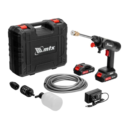 Моечная машина высокого давления аккумуляторная А-21-02, 40 бар, 4 л/мин, Li-ion 21 В, 2 акк.// MTX купить в Екатеринбурге