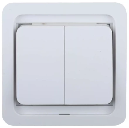 Выключатель СВЕТОЗАР &quot;ГАММА&quot; двухклавишный, без подсветки, цвет белый, 10А/~250В SV-54134-W купить в Екатеринбурге