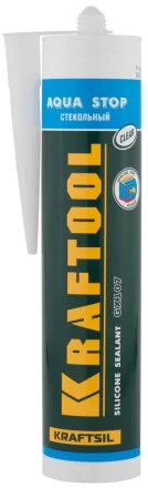 Герметик KRAFTOOL KRAFTSeal GX107 &quot;AQUA STOP&quot; силиконовый стекольный, прозрачный, 300мл 41256-2 купить в Екатеринбурге