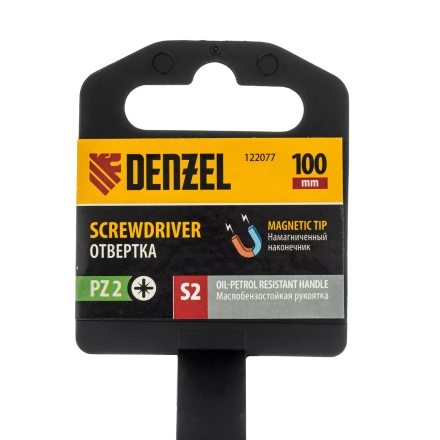 Отвертка, PZ2x100 мм, S2, 3к рукоятка Denzel 122077 купить в Екатеринбурге