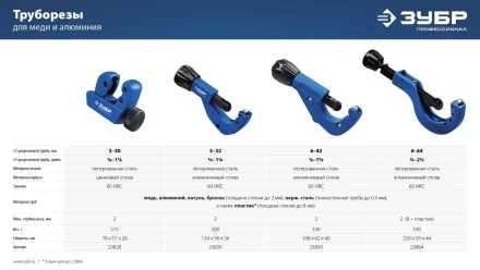 ЗУБР Универсал-42, 6 - 42 мм, труборез для меди и алюминия, Профессионал (23850) купить в Екатеринбурге