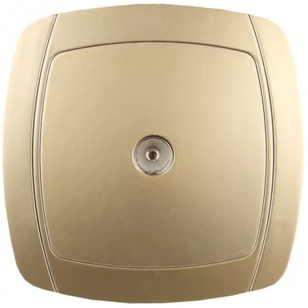 Розетка СВЕТОЗАР &quot;АКЦЕНТ&quot; телевизионная одинарная в сборе, цвет золотой металлик SV-54215-GM купить в Екатеринбурге