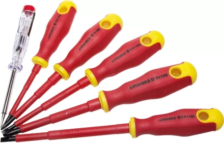 Набор STAYER &quot;PROFI&quot; &quot;ELECTRO&quot;: Отвертки диэлектрические, тестер, 100-250В, Cr-V, 6шт 25145-H6_z01 купить в Екатеринбурге