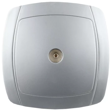 Розетка СВЕТОЗАР &quot;АКЦЕНТ&quot; телевизионная одинарная в сборе, цвет серебристый металлик SV-54215-SM купить в Екатеринбурге