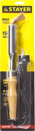 Паяльник с деревянной рукояткой и долговечным жалом, STAYER &quot;MASTER&quot; MAXTerm, 55311-150, 150 Вт, клин 55311-150 купить в Екатеринбурге