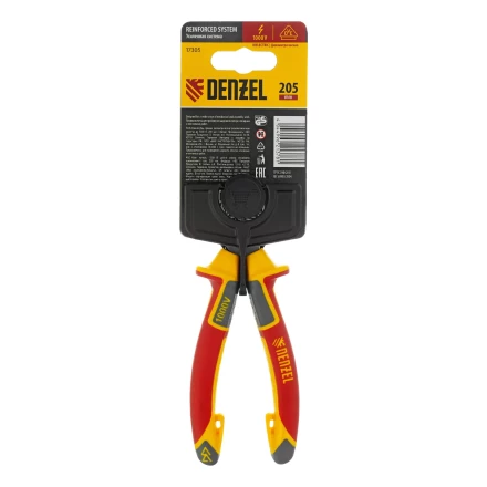 Длинногубцы прямые Denzel 17305, диэлектрические рукоятки до 1000 В, трехкомпонентные рукоятки, 205мм купить в Екатеринбурге