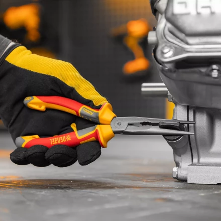 Длинногубцы прямые Denzel 17305, диэлектрические рукоятки до 1000 В, трехкомпонентные рукоятки, 205мм купить в Екатеринбурге