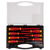 Набор STAYER "PROFI" "ELECTRO": Отвертки диэлектрические, тестер, 100-250В, Cr-V, 8шт 25145-H8_z01
