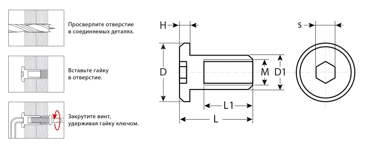 ЗУБР M6 x 12 мм, шест. 4 мм, цинк, 5 кг, гайка Эриксона с плоской головкой, Профессионал (303770-4) купить в Екатеринбурге