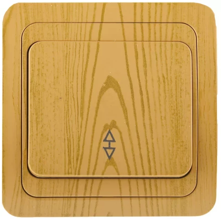 Выключатель СВЕТОЗАР &quot;ГАММА&quot; проходной, одноклавишный, цвет ольха, 10A/~250B SV-54137-A купить в Екатеринбурге