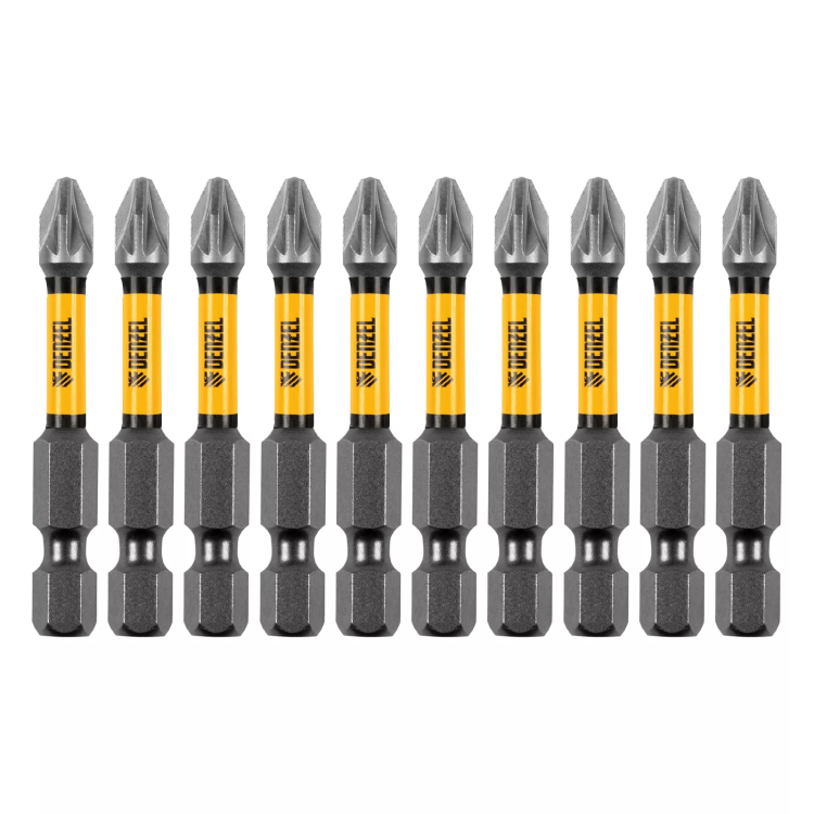 Бита IMPACT, PZ2x50 мм, лазерная обработка шлица, сталь S2, 10 шт., Е 6,3 Denzel 11692 купить в Екатеринбурге