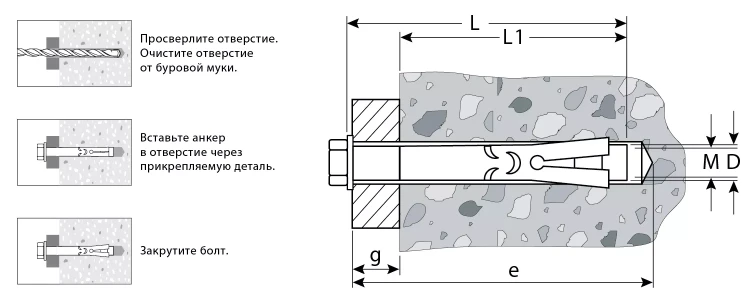 ЗУБР 10 х 80 мм, 40 шт, анкерный болт, Профессионал (302312-10-080) купить в Екатеринбурге