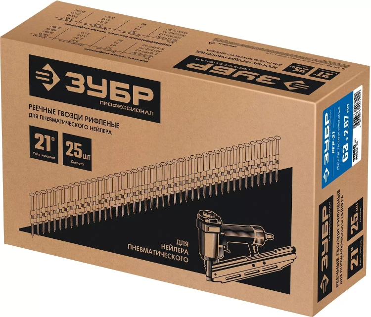 ЗУБР SN21 63 х 2.87 мм, реечные гвозди рифленые, 3000 шт (305392-63) купить в Екатеринбурге