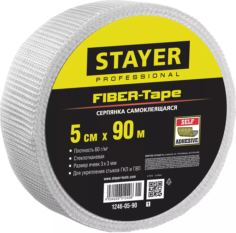 Серпянка самоклеящаяся FIBER-Tape, 5 см х 90м, STAYER Professional 1246-05-90 1246-05-90_z01 купить в Екатеринбурге