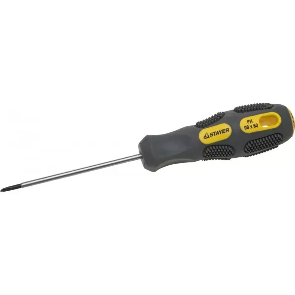 Отвертка STAYER "PROFESSIONAL" "MAX-GRIP" слесарная, Cr-V, намагниченная, PH №00х63мм 2582-00-063 G купить в Екатеринбурге