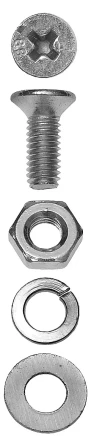 Винт ЗУБР (DIN7985) в комплекте с гайкой (DIN934), шайбой (DIN125), шайбой пруж. (DIN127),  M6x50мм, ТФ6, 7шт. 4-303476-06-050 купить в Екатеринбурге