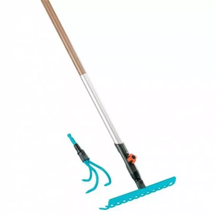 Комплект: Рыхлитель 9 см  + Грабли 30 см  + Ручка алюминиевая   130 см  GARDENA купить в Екатеринбурге