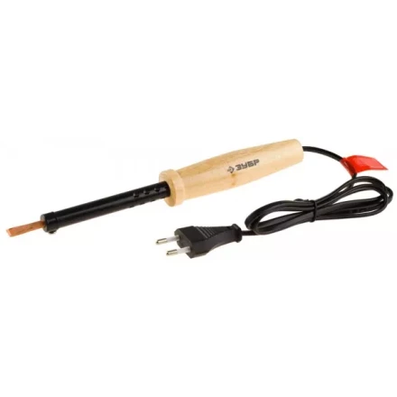 Электропаяльник ЗУБР "МАСТЕР" с деревянной рукояткой и долговечным жалом, форма клин 60Вт 55405-60 купить в Екатеринбурге