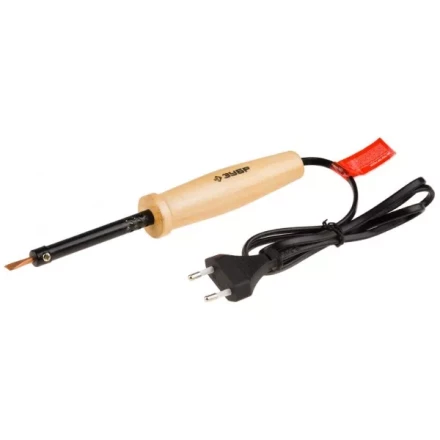 Электропаяльник ЗУБР &quot;МАСТЕР&quot; с деревянной рукояткой и долговечным жалом, форма клин, 25Вт 55405-25_z01 купить в Екатеринбурге