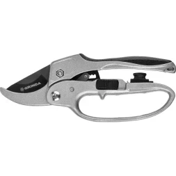 Секатор GRINDA алюминиевые ручки, храповый механизм, с эфесом, округлые лезвия, 200мм 8-423034