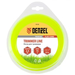 Леска для триммера круглая 2,4 мм х 15 м блистер Flex cord Denzel 96108
