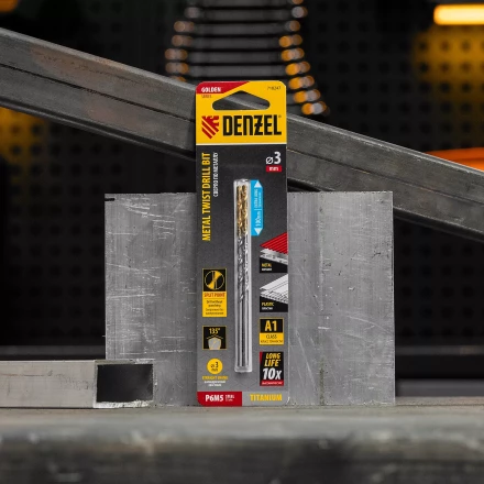 Сверло спиральное по металлу 3 х 100 мм, Р6М5, Golden Tip, удлиненное, 2шт. Denzel 718247 купить в Екатеринбурге