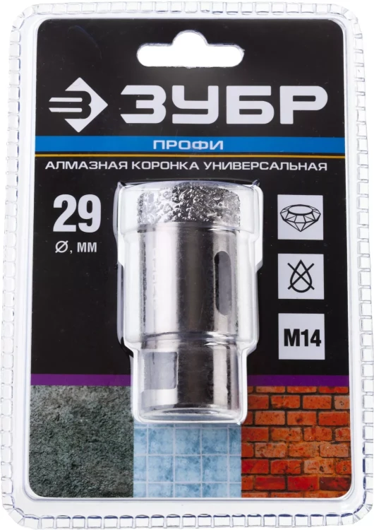 Алмазная коронка ЗУБР "ПРОФЕССИОНАЛ" универсальная для УШМ, сухое сверление, алмазы на вакуумной пайке,  посадка М14, d=16мм 29865-16 купить в Екатеринбурге