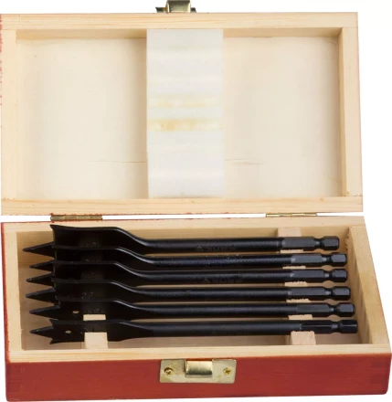 ЗУБР &quot;ЭКСПЕРТ&quot;. Набор сверл по дереву перьевые, в дерев.боксе, d 12, 16, 18, 20, 22, 25мм, 6шт 29503-H6 купить в Екатеринбурге