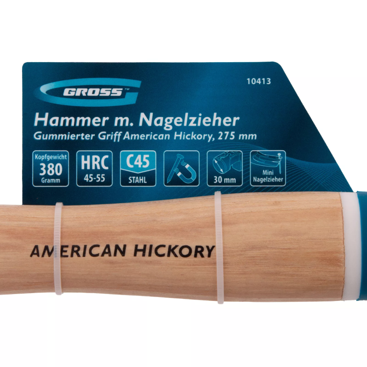 Молоток-гвоздодер GROSS 10413, 380 г, угол 75, магнит, обрезиненная рукоятка American Hickory купить в Екатеринбурге