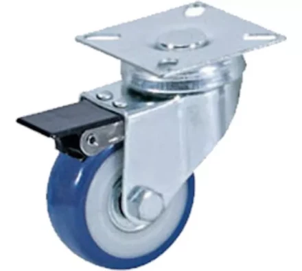 Колесо аппаратное поворотное SCvb 25 50 мм с тормозом (синяя резина) 1027149 купить в Екатеринбурге