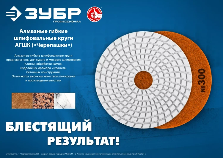 ЗУБР 125 мм, №1000, мокрое шлифование, алмазный гибкий шлифовальный круг АГШК, Профессионал (29867-1000) купить в Екатеринбурге