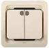 Выключатель СВЕТОЗАР &quot;ГАММА&quot; двухклавишный, с подсветкой, цвет бежевый, 10А/~250В SV-54135-B купить в Екатеринбурге