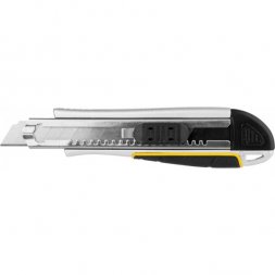 Нож JCB с сегментированным лезвием, метал обрезиненный корпус, автостоп, допфиксатор, кассета на 5 лезвий, 18мм JLC007