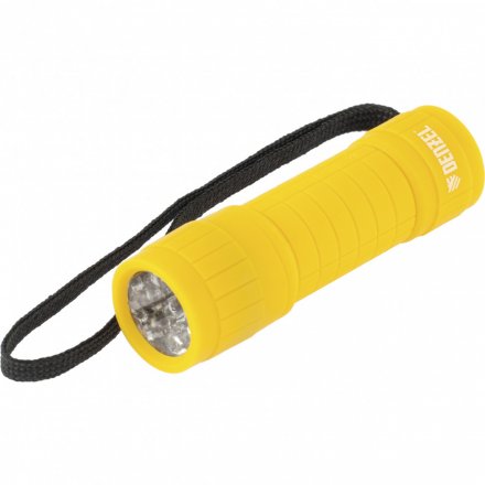 Фонарь светодиодный желтый корпус с мягким покрытием 9 Led 3хААА Denzel 92613 купить в Екатеринбурге
