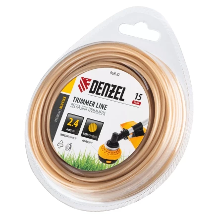 Леска для триммера армированная алюминием круглая, 2,4мм х 15м, блистер ALUFLEX Denzel 96830 купить в Екатеринбурге