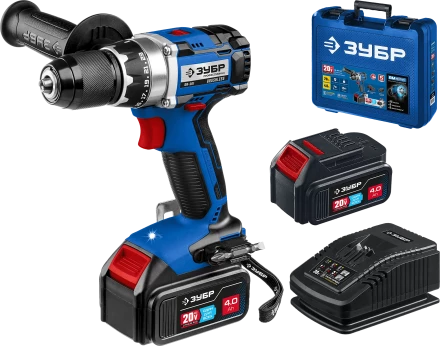 Бесщеточная дрель-шуруповерт Зубр, 2 АКБ T7 (4 Ач), в кейсе DB-201-42 серия «ПРОФЕССИОНАЛ» купить в Екатеринбурге