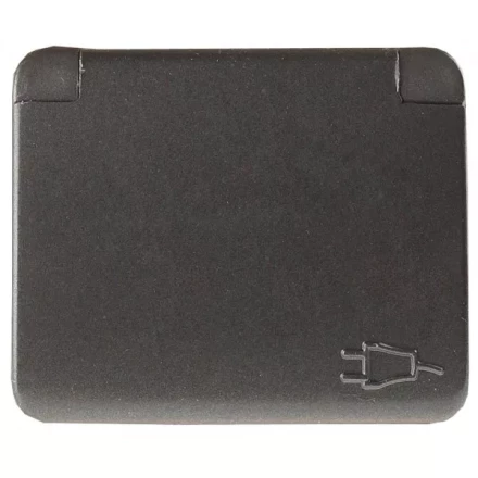 Розетка СВЕТОЗАР &quot;ГАММА&quot; с заземлением, одинарная с крышкой, без вставки и рамки, цвет темно-серый металлик, 16А/~250В SV-54110-DM купить в Екатеринбурге