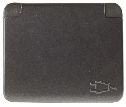 Розетка СВЕТОЗАР &quot;ГАММА&quot; с заземлением, одинарная с крышкой, без вставки и рамки, цвет темно-серый металлик, 16А/~250В SV-54110-DM купить в Екатеринбурге