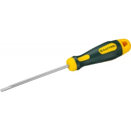 Отвертка KRAFTOOL, Cr-Mo-V сталь, двухкомпонентная противоскользящая рукоятка, SL, 4,0x90мм 250071-4.0-090 купить в Екатеринбурге