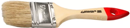 Кисть плоская STAYER &quot;UNIVERSAL-STANDARD&quot;, светлая натуральная щетина, деревянная ручка, 50мм 0101-050 купить в Екатеринбурге