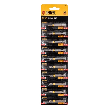 Бита PH2х50, сталь легированная S2, 10 шт., Е 6,3, шестигранный профиль, отрывная упаковка Denzel 11683 купить в Екатеринбурге