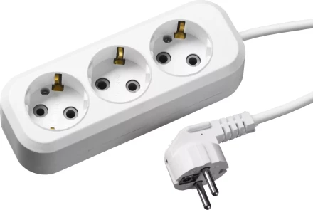 Удлинитель СИБИН электрический, ПВС сечение 0,75кв мм, 3 гнезда, макс мощн 2200Вт, 2м, заземление 55034-2 купить в Екатеринбурге