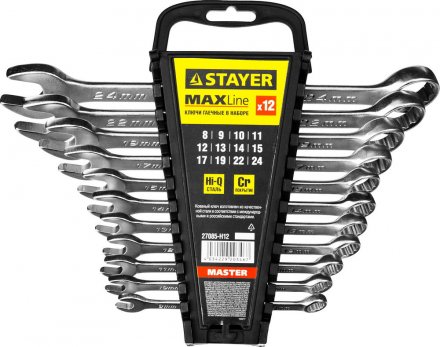 Набор: Ключ STAYER &quot;MASTER&quot; гаечный комбинированный, хромированный, 8-24 мм, 12 шт 27085-H12 купить в Екатеринбурге