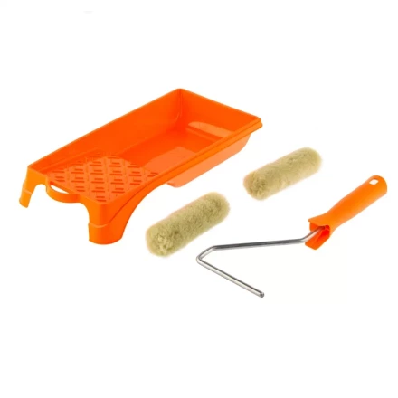 Малярный набор для фасадных работ: кювета 150 мм х 290 мм и мини-валик 110 мм Сибртех 80457 купить в Екатеринбурге