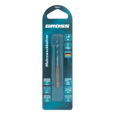 Сверло универсальное Gross, Multipurpose PRO, 6-гр. хвостовик, 4мм, 706010 купить в Екатеринбурге