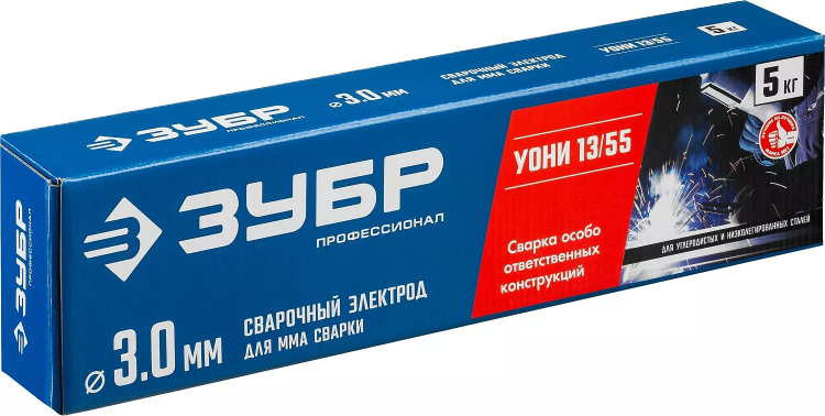 ЗУБР Д 3.0 х 350 мм, 5 кг в коробке, УОНИ 13/55 с основным покрытием, электрод сварочный, Профессионал (40025-3.0) купить в Екатеринбурге