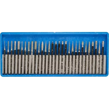 Набор ЗУБР: Мини-насадки с алмазным напылением в пластиковом боксе, P=180, хвостовик d=3мм, 30 предметов 33383-H30 купить в Екатеринбурге