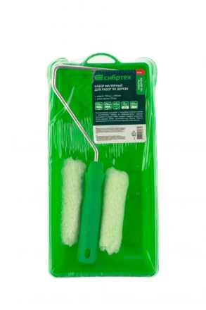 Малярный набор для работ по дереву: кювета 150 мм х 290 мм и мини-валик 110 мм Сибртех 80454 купить в Екатеринбурге