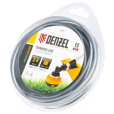 Леска для триммера армированная алюминием квадратная, 2,4мм х 15м, блистер ALUFLEX Denzel 96834 купить в Екатеринбурге